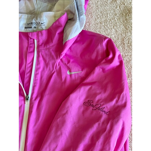 NIKE Golf Bright Pink Hooded 2-Way Zip Lightweight Jacket Size S (Bx 19) - Picture 5 of 11